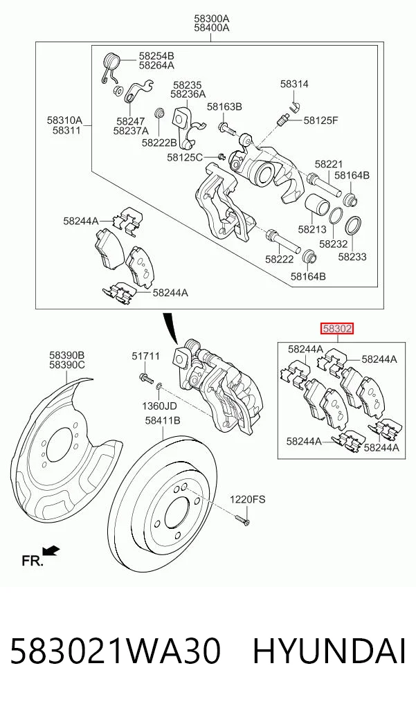 583021WA30 Hyundai/Kia Колодки тормозные дисковые комплект
