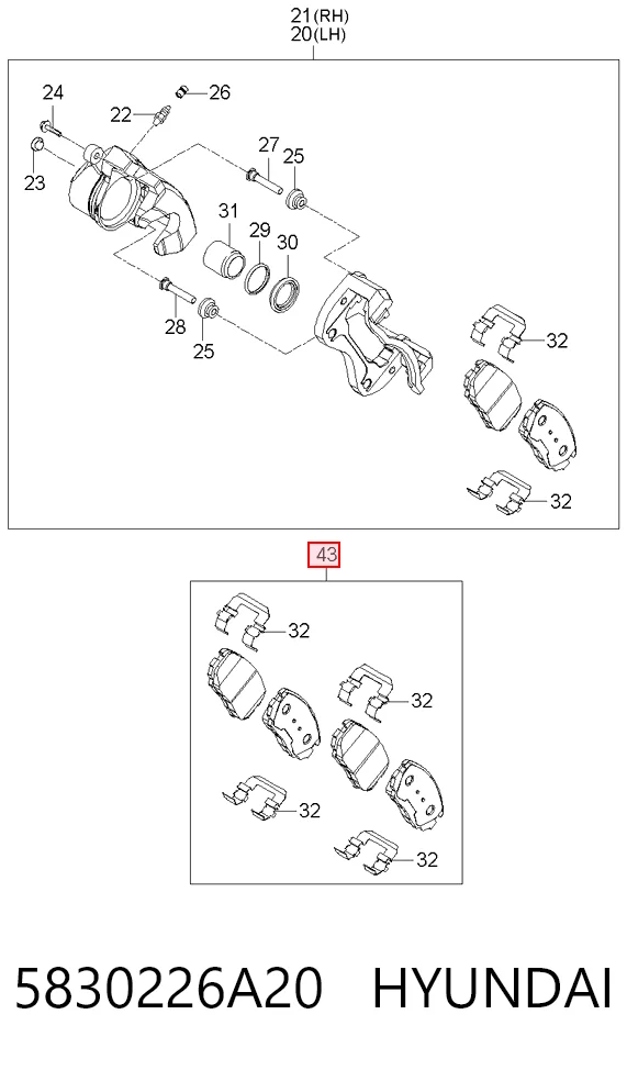 5830226A20 Hyundai/Kia Колодки тормозные дисковые комплект