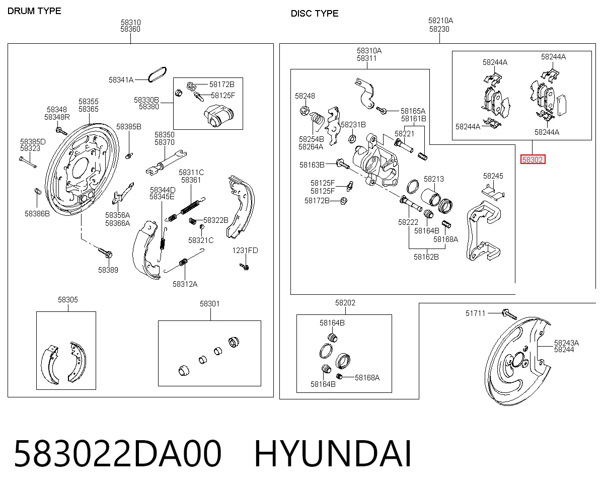 583022DA00 Hyundai/Kia Колодки тормозные дисковые комплект