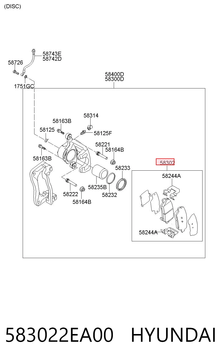 583022EA00 Hyundai/Kia Колодки тормозные дисковые комплект