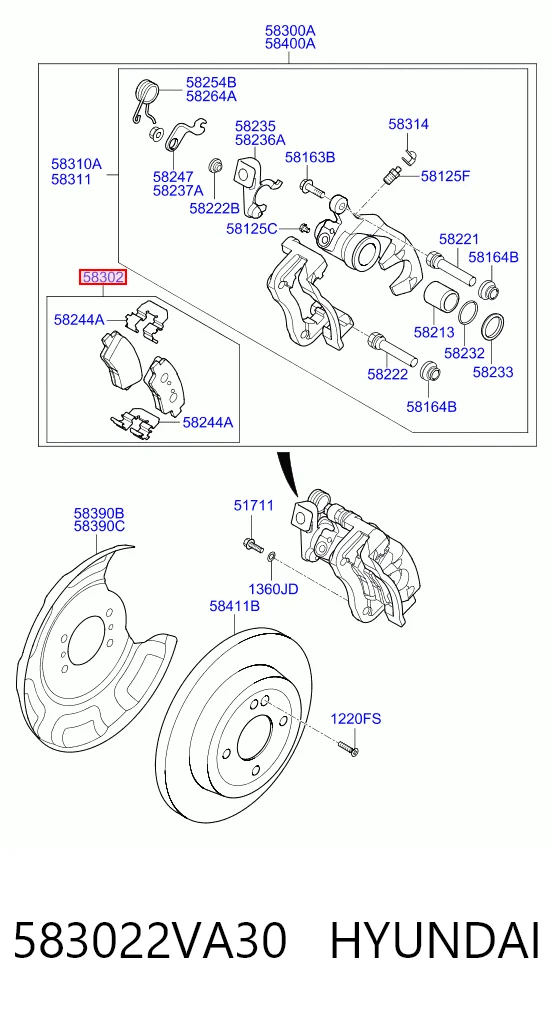583022VA30 Hyundai/Kia Колодки тормозные дисковые комплект