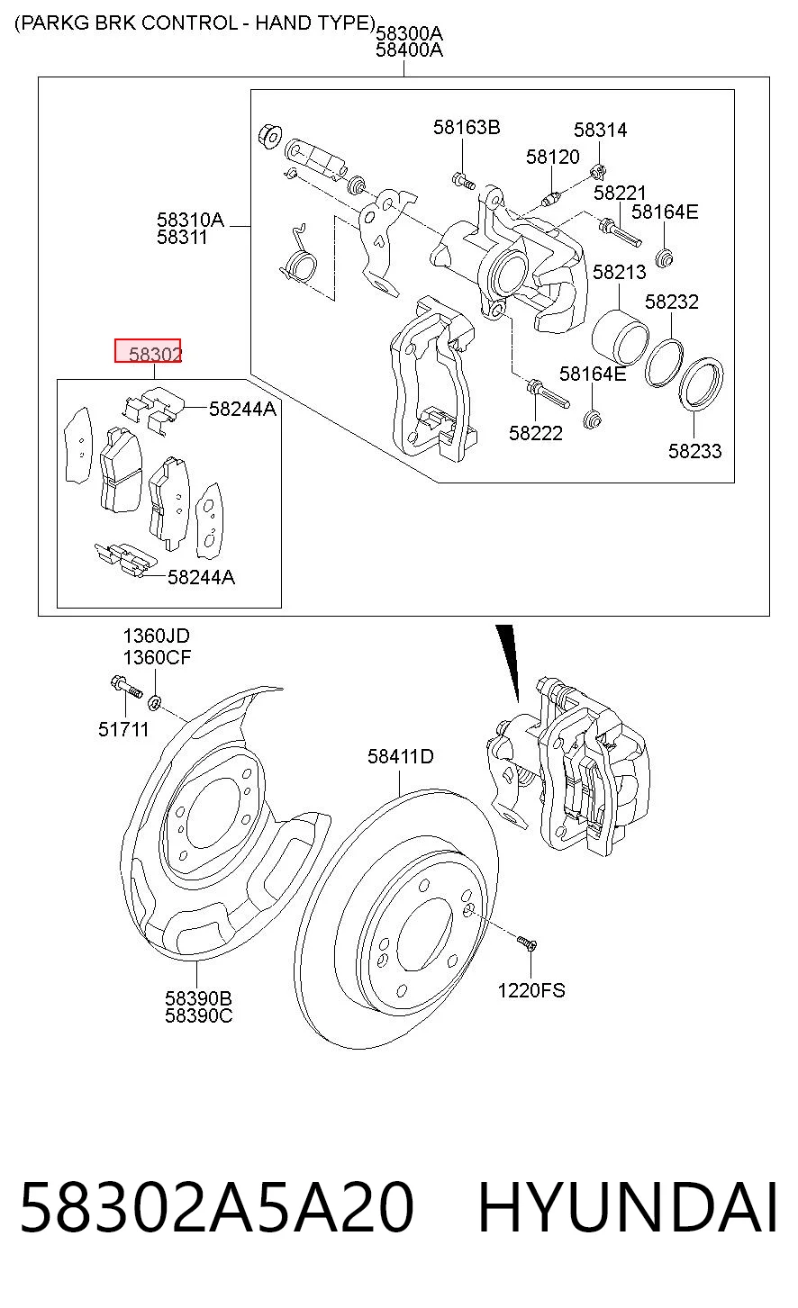 58302A5A20 Hyundai/Kia Колодки тормозные дисковые комплект