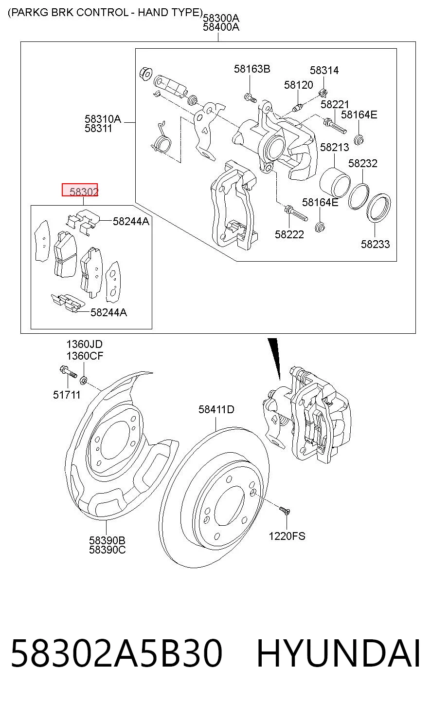 58302A5B30 Hyundai/Kia Колодки тормозные дисковые комплект