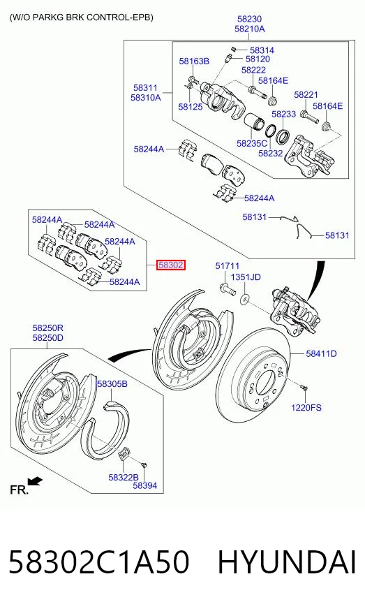 58302C1A50 Hyundai/Kia Колодки тормозные дисковые комплект