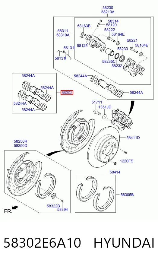 58302E6A10 Hyundai/Kia Колодки тормозные дисковые комплект