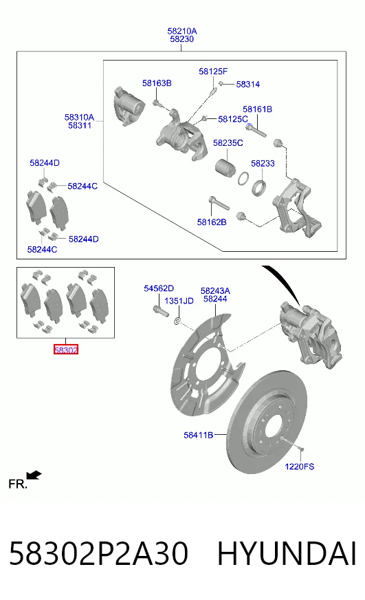 58302P2A30 Hyundai/Kia Колодки тормозные дисковые комплект