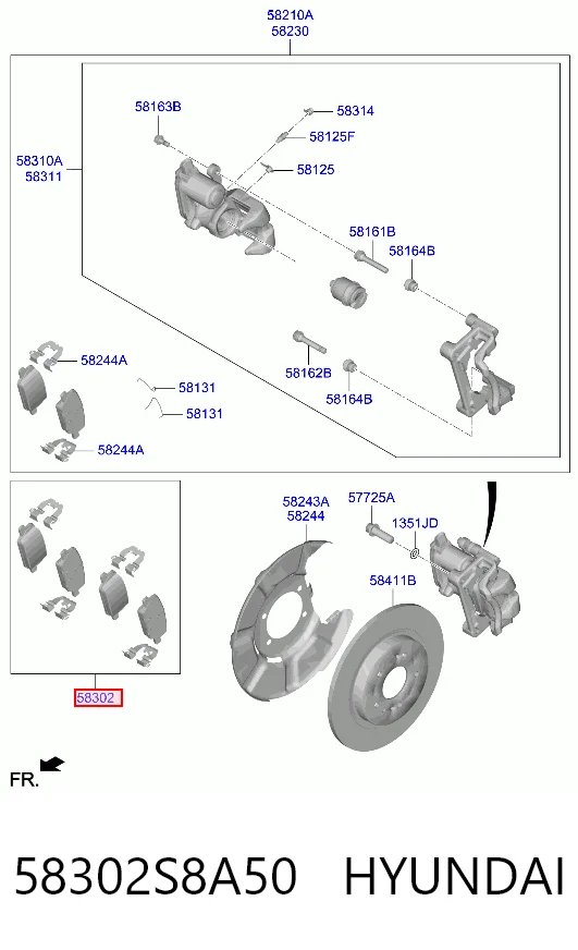 58302S8A50 Hyundai/Kia Колодки тормозные дисковые комплект