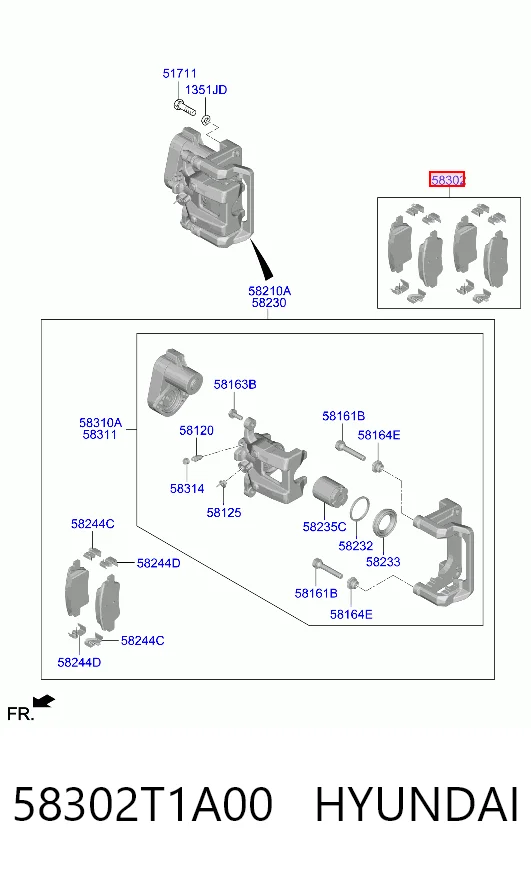 58302T1A00 Hyundai/Kia Колодки тормозные дисковые комплект