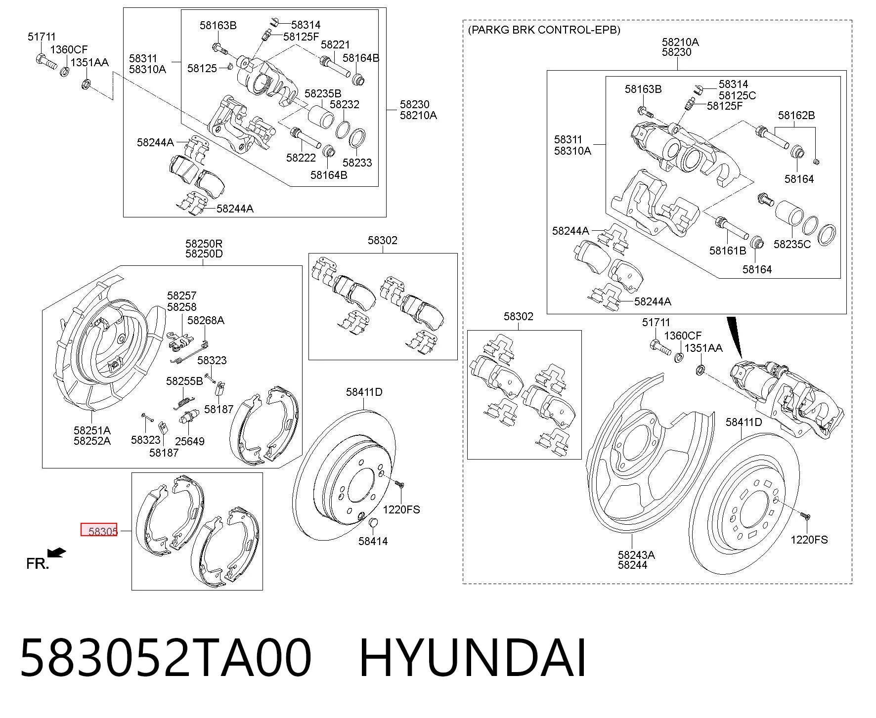 583052TA00 Hyundai/Kia Тормозные колодки ручника