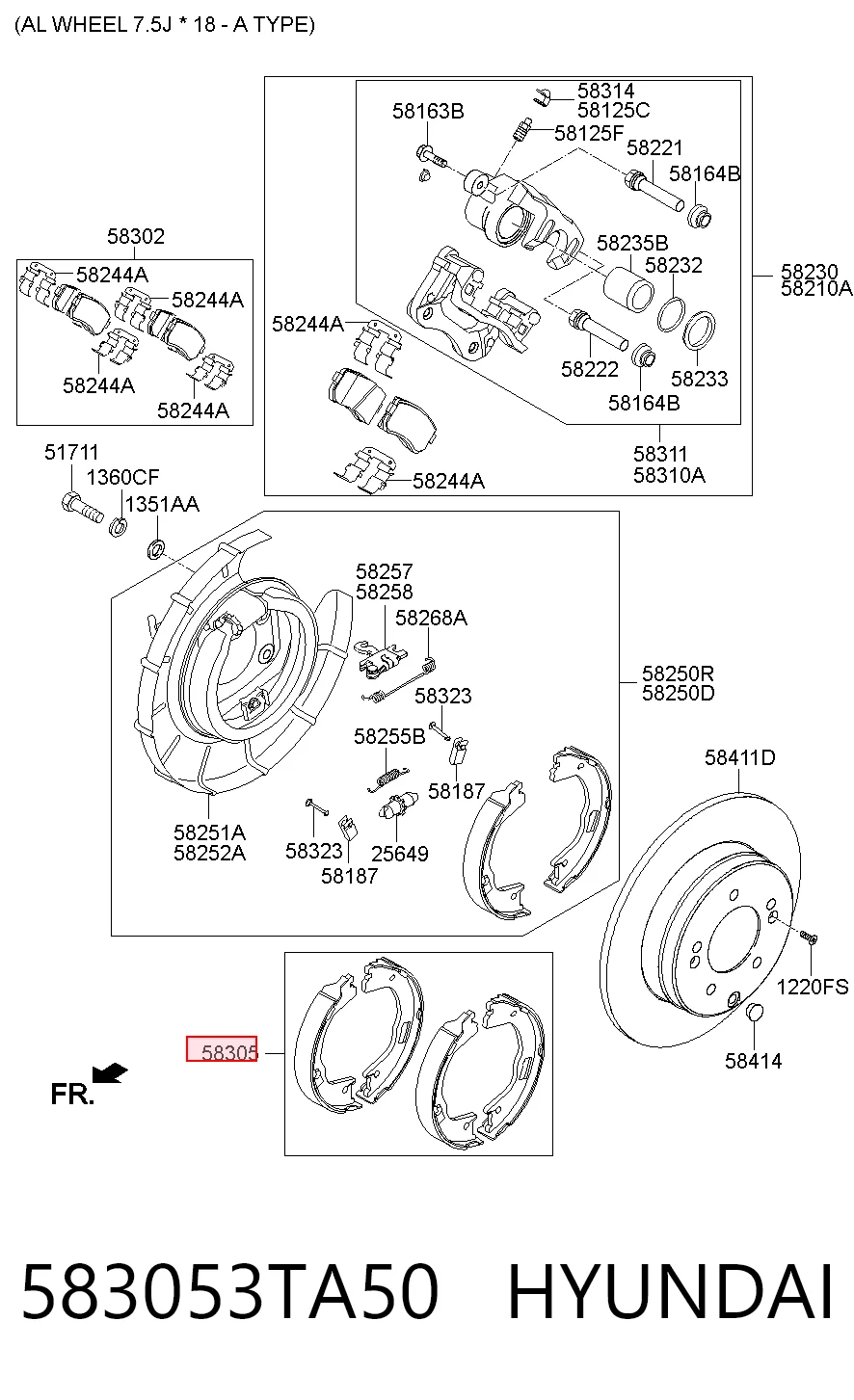 583053TA50 Hyundai/Kia Тормозные колодки ручника