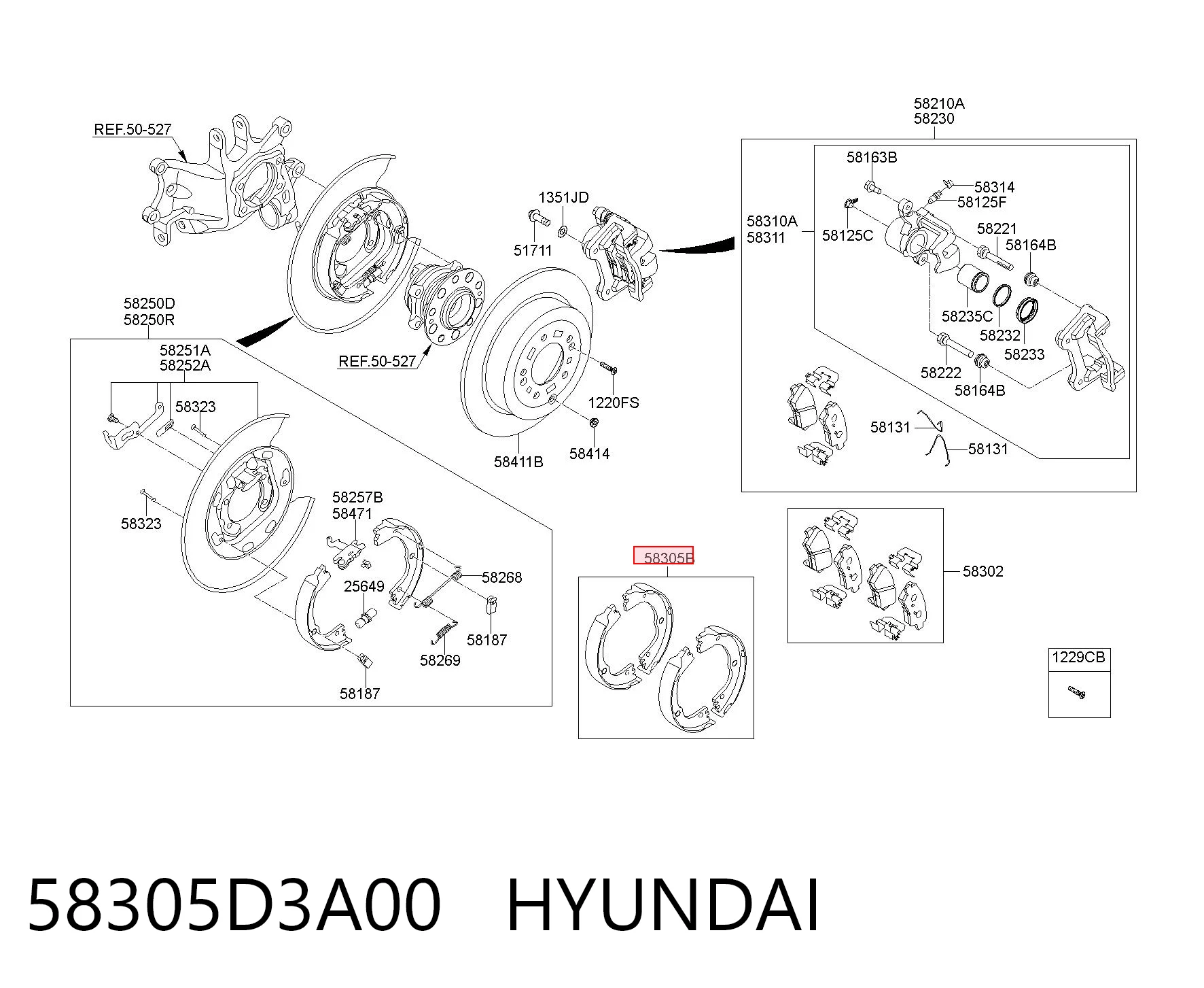 58305D3A00 Hyundai/Kia Тормозные колодки ручника
