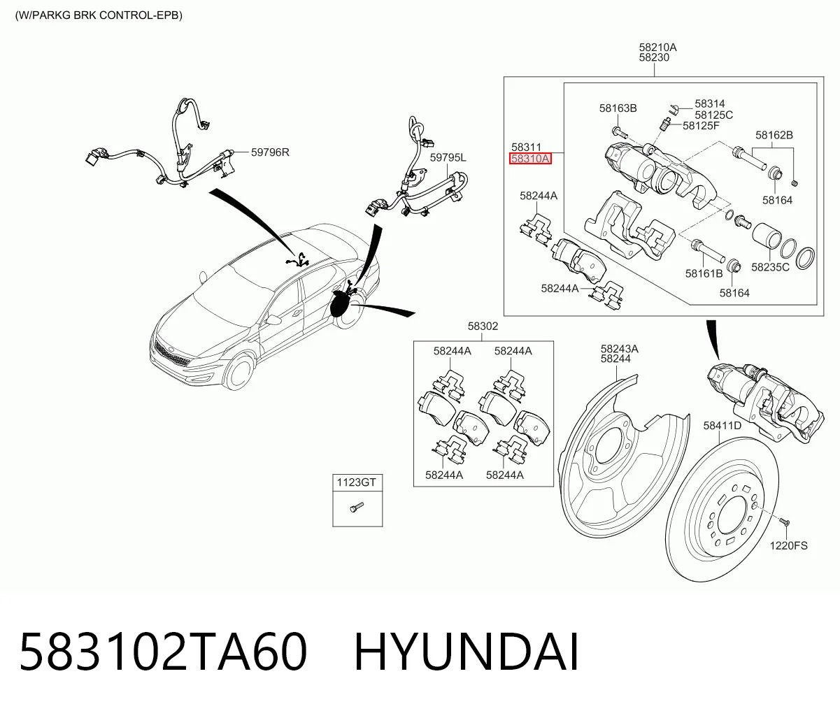 583102TA60 Hyundai/Kia Тормозной суппорт задний левый