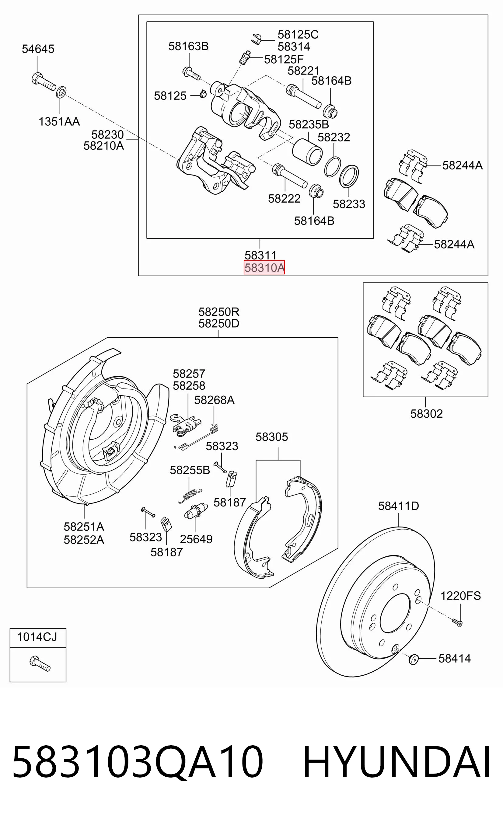 583103QA10 Hyundai/Kia Тормозной суппорт задний левый