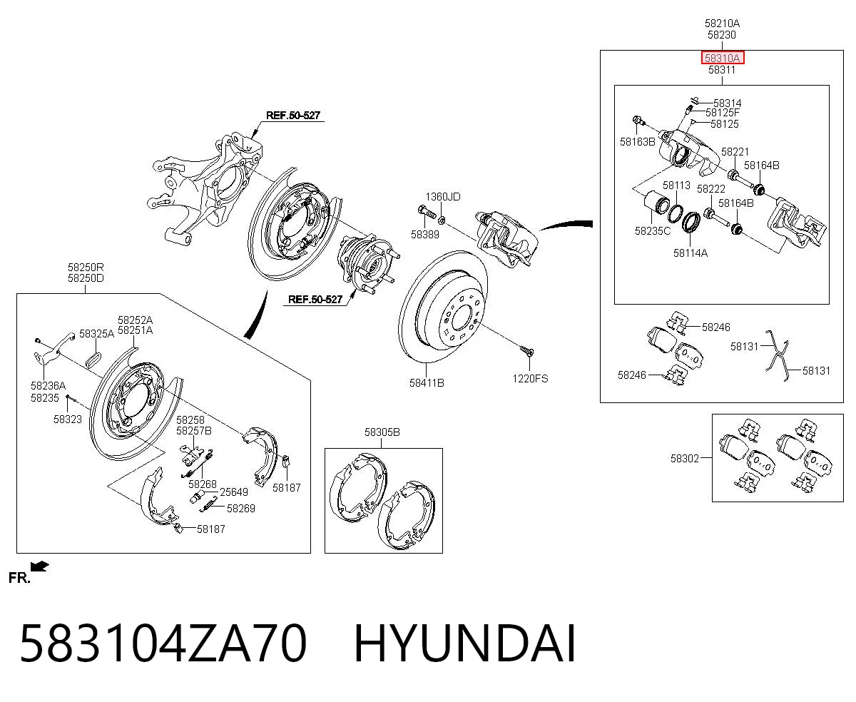 583104ZA70 Hyundai/Kia Тормозной суппорт задний левый