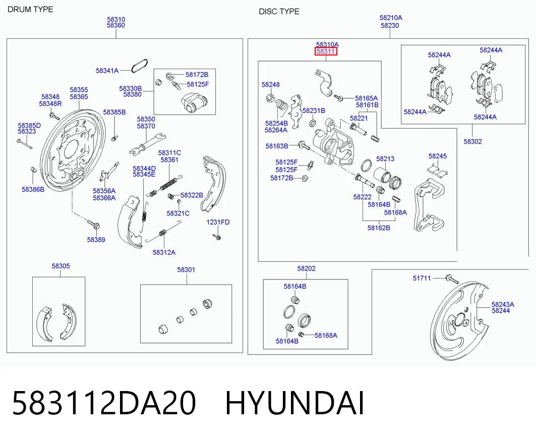 583112DA20 Hyundai/Kia Суппорт тормозной задний правый