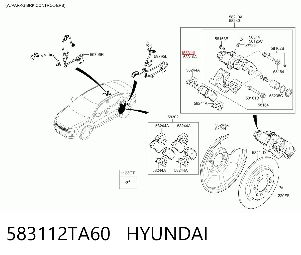 583112TA60 Hyundai/Kia Суппорт тормозной задний правый
