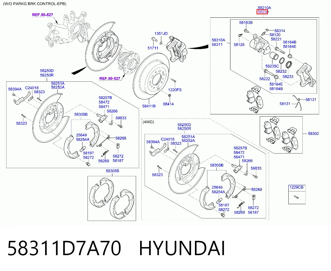 Тормозной суппорт правый задний Hyundai Tucson III внедорожник (TL) (2015 - 2023) цена, от 105.00 USD