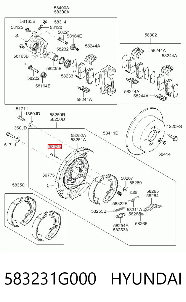 583231G000 Hyundai/Kia Ремкомплект тормозов задних