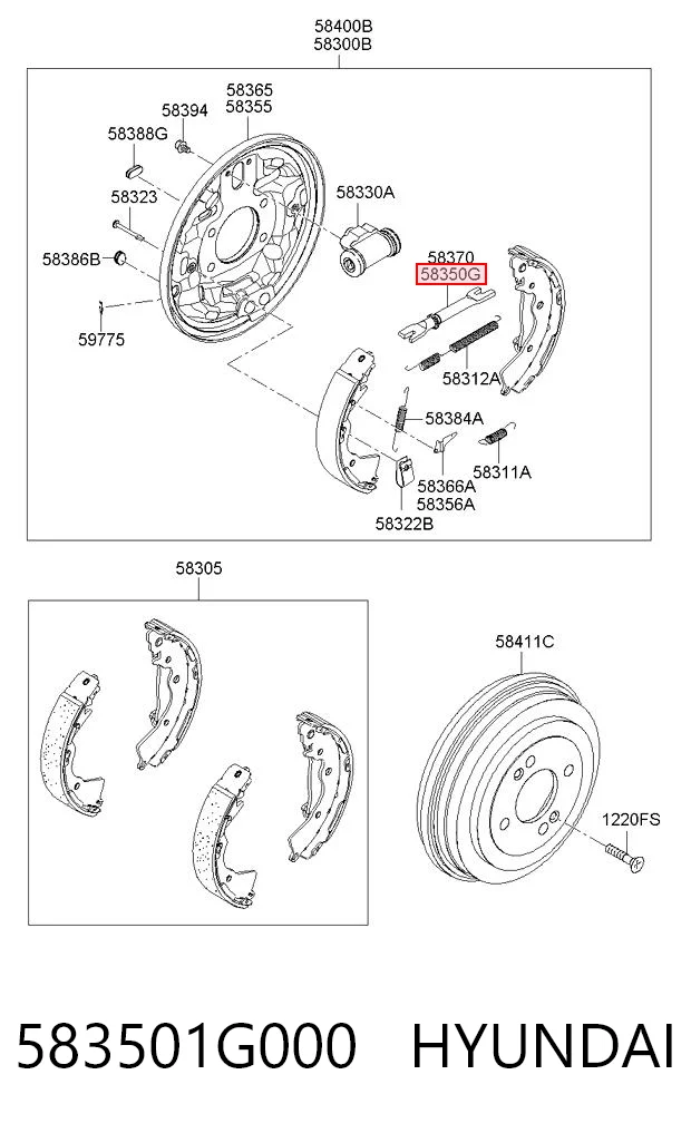 583501G000 Hyundai/Kia Механизм подвода (самоподвода) барабанных колодок (разводной ремкомплект)