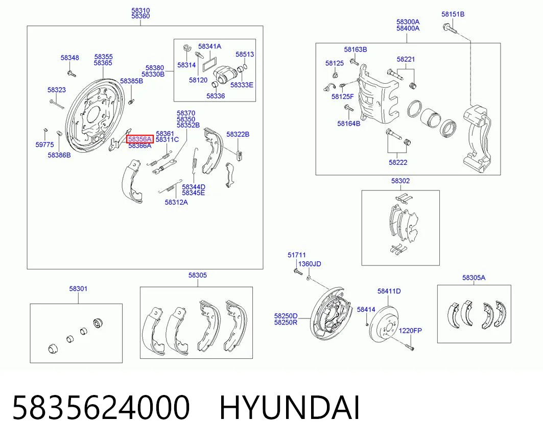 5835624000 Hyundai/Kia Скоба тормозного заднего суппорта