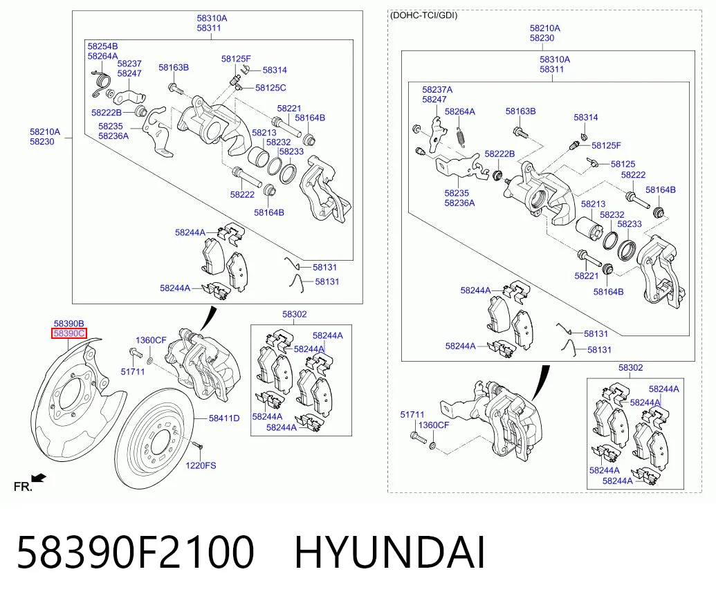 58390F2100 Hyundai/Kia Пыльник тормозного диска заднего правый