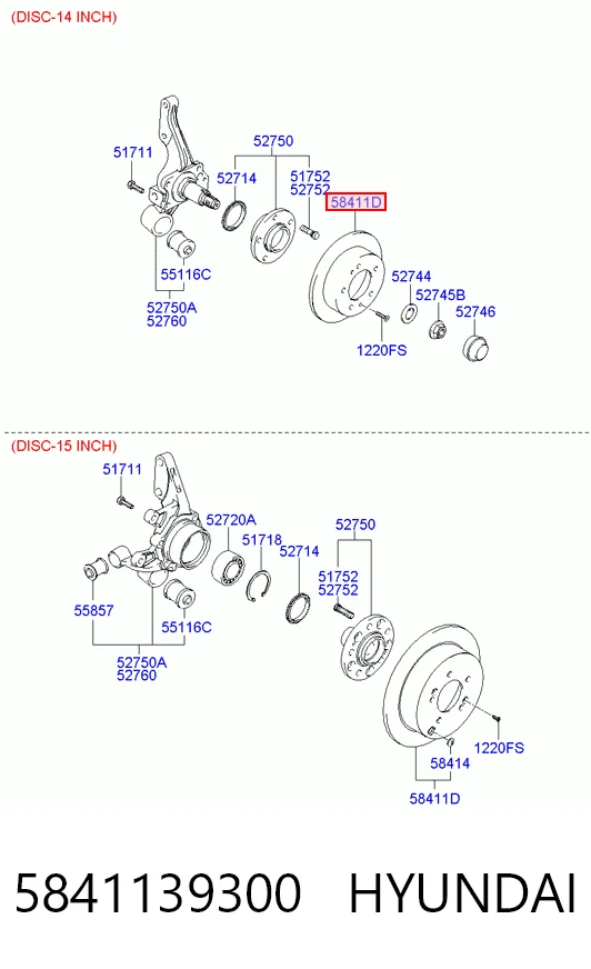 5841139300 Hyundai/Kia Дисковый тормоз