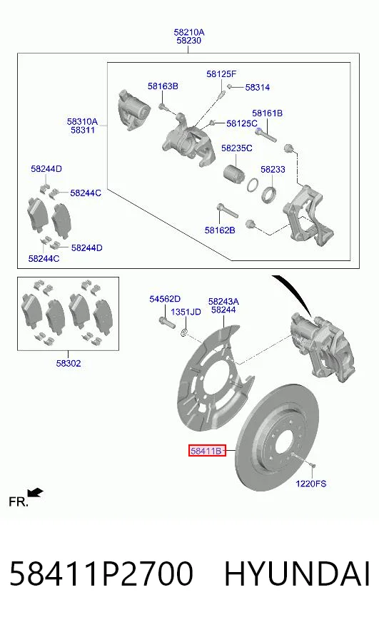 58411P2700 Hyundai/Kia Дисковый тормоз