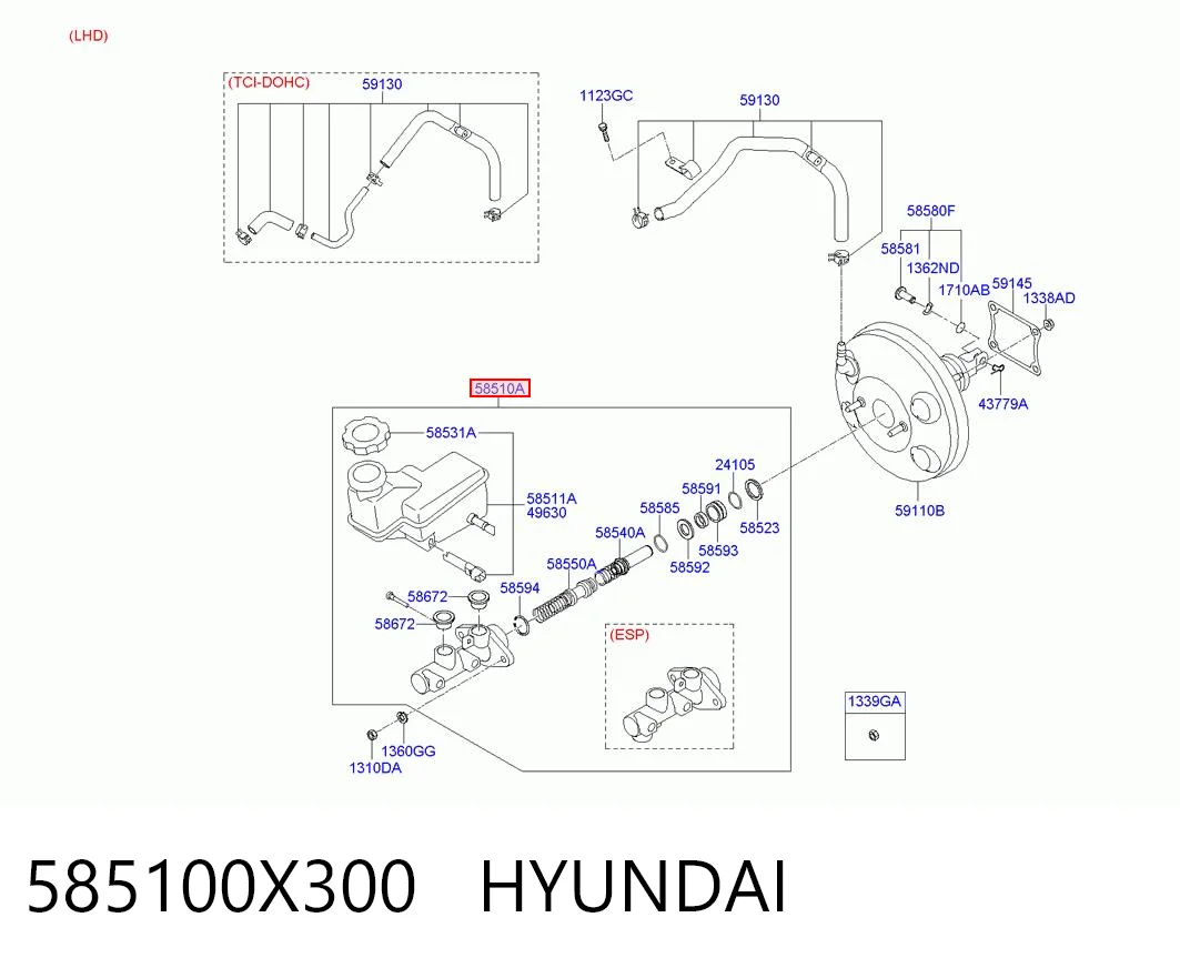585100X300 Hyundai/Kia Цилиндр тормозной, главный