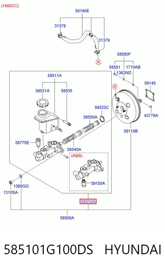 585101G100DS Hyundai/Kia Цилиндр тормозной, главный