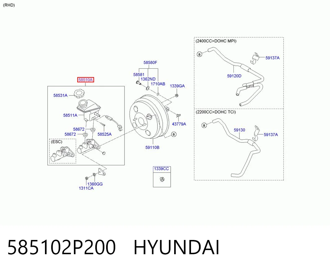 585102P200 Hyundai/Kia Цилиндр тормозной, главный