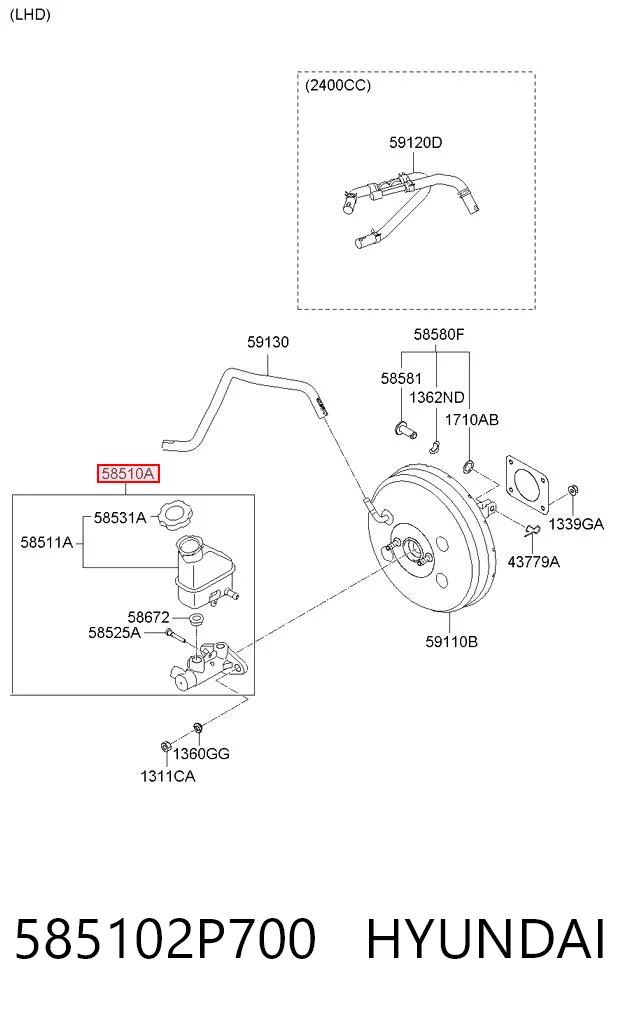 585102P700 Hyundai/Kia Цилиндр тормозной, главный