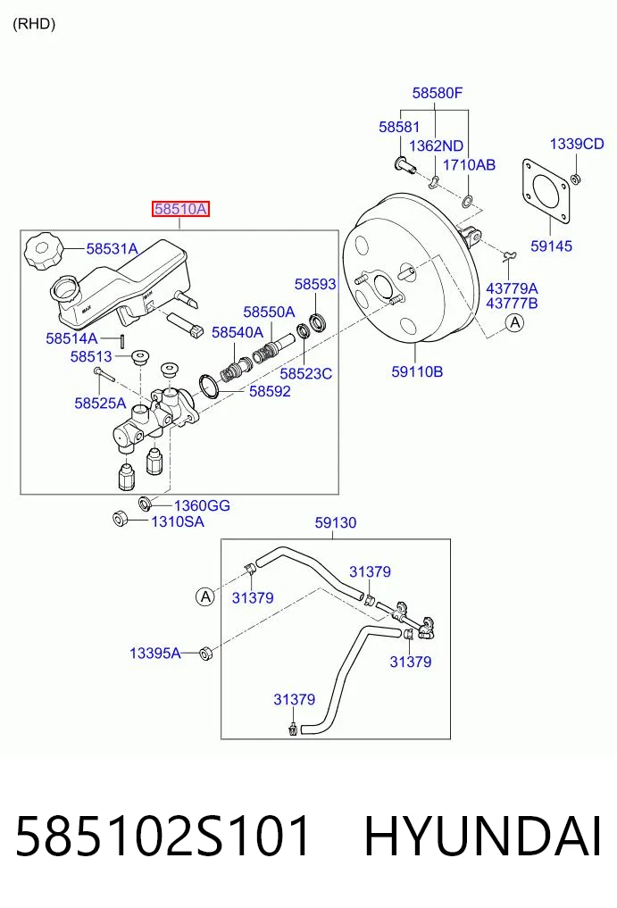 585102S101 Hyundai/Kia Цилиндр тормозной, главный