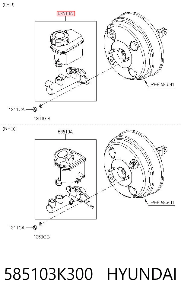 585103K300 Hyundai/Kia Цилиндр тормозной, главный