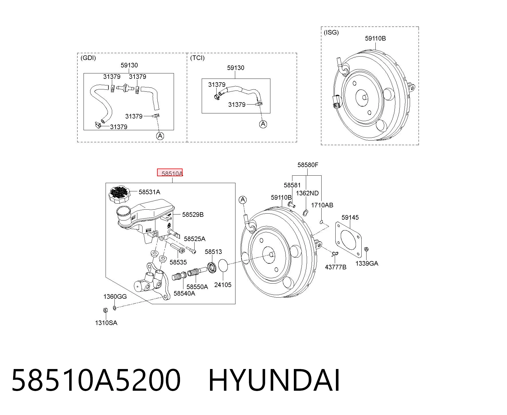 58510A5200 Hyundai/Kia Цилиндр тормозной, главный