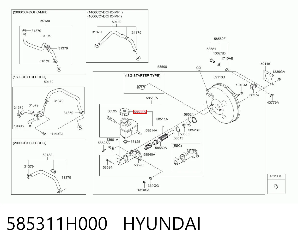 585311H000 Hyundai/Kia Крышка бачка главного тормозного цилиндра