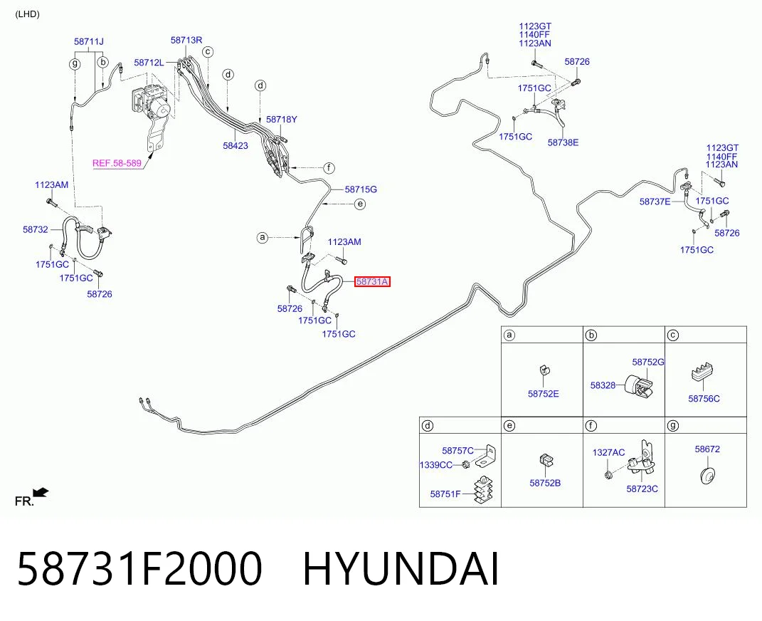 58731F2000 Hyundai/Kia Шланг тормозной левый передний