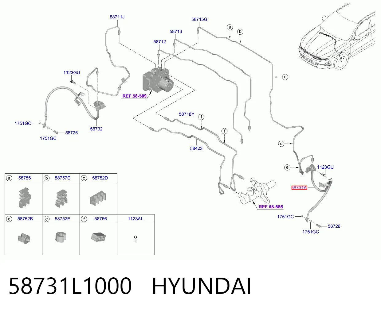 58731L1000 Hyundai/Kia Шланг тормозной левый передний