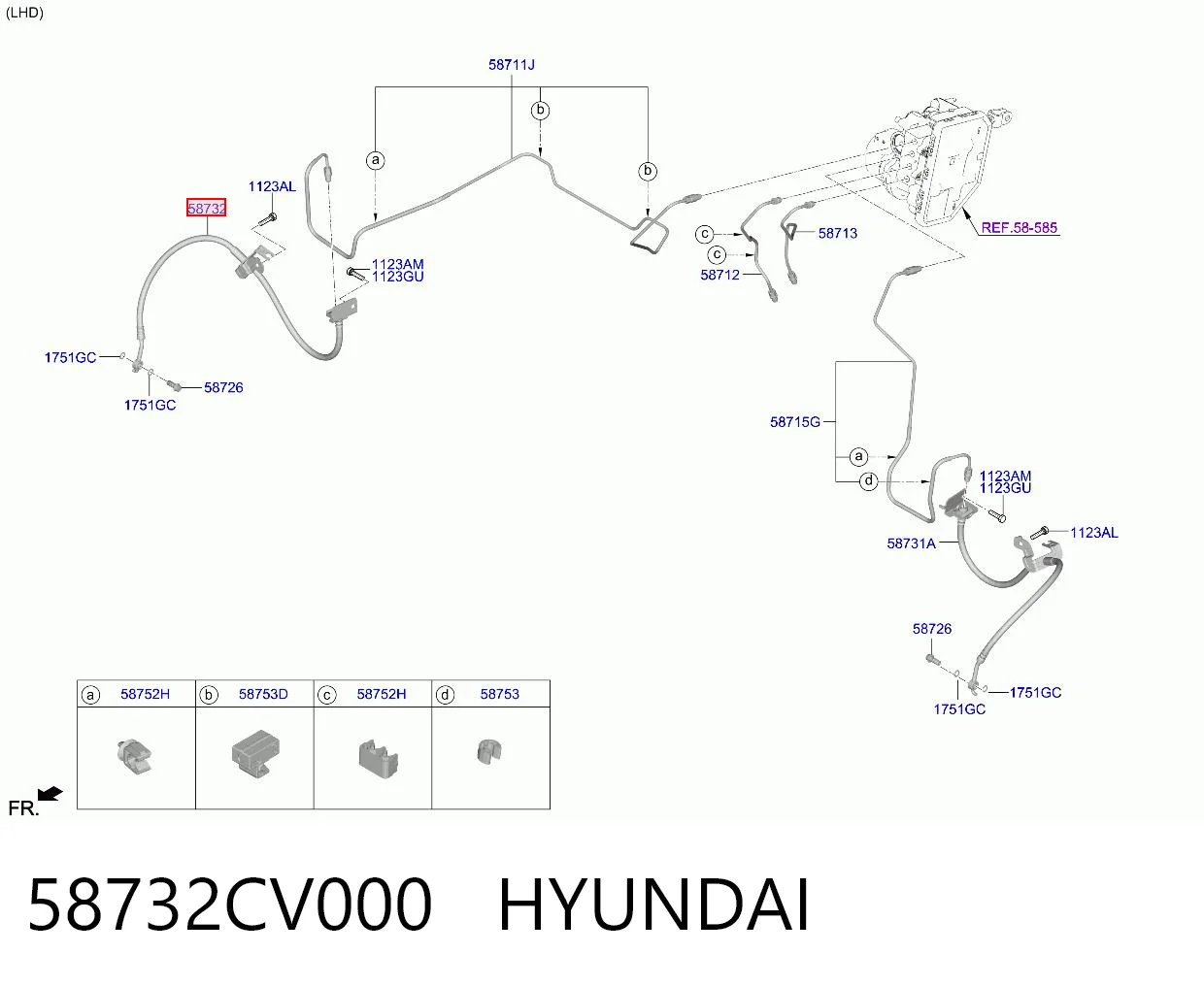 58732CV000 Hyundai/Kia Шланг тормозной передний правый