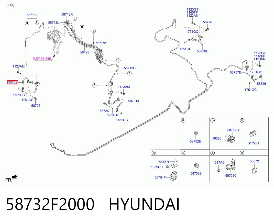 58732F2000 Hyundai/Kia Шланг тормозной передний правый