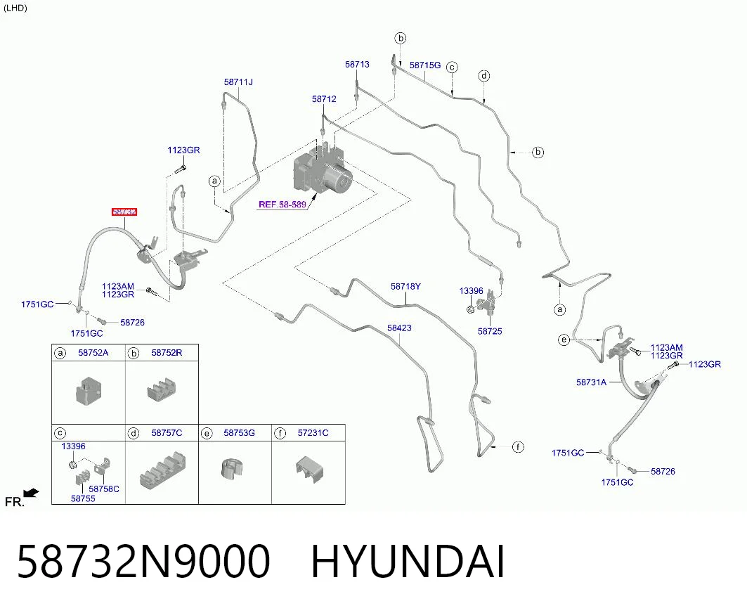 58732N9000 Hyundai/Kia Шланг тормозной передний правый