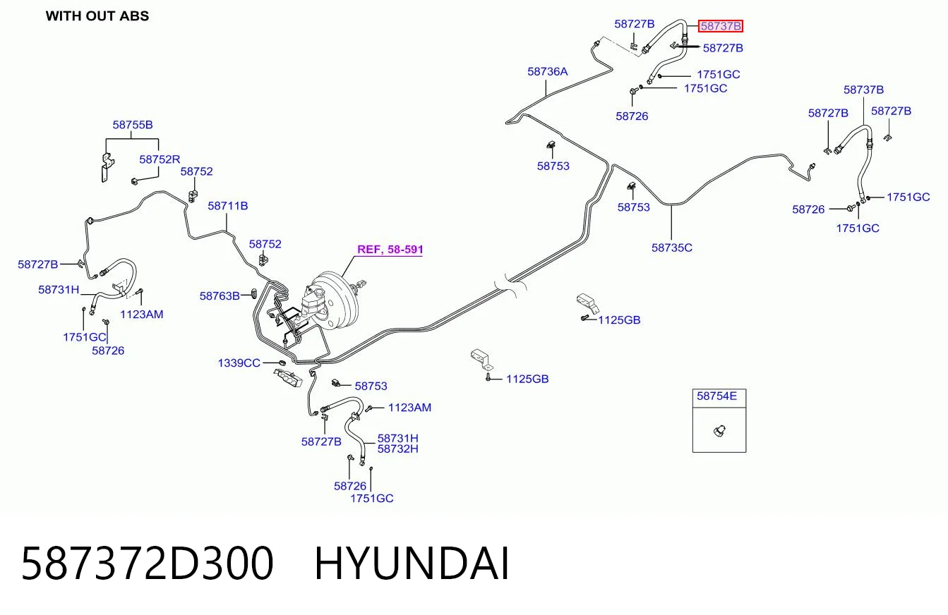 587372D300 Hyundai/Kia Гибкая тормозная трубка задняя