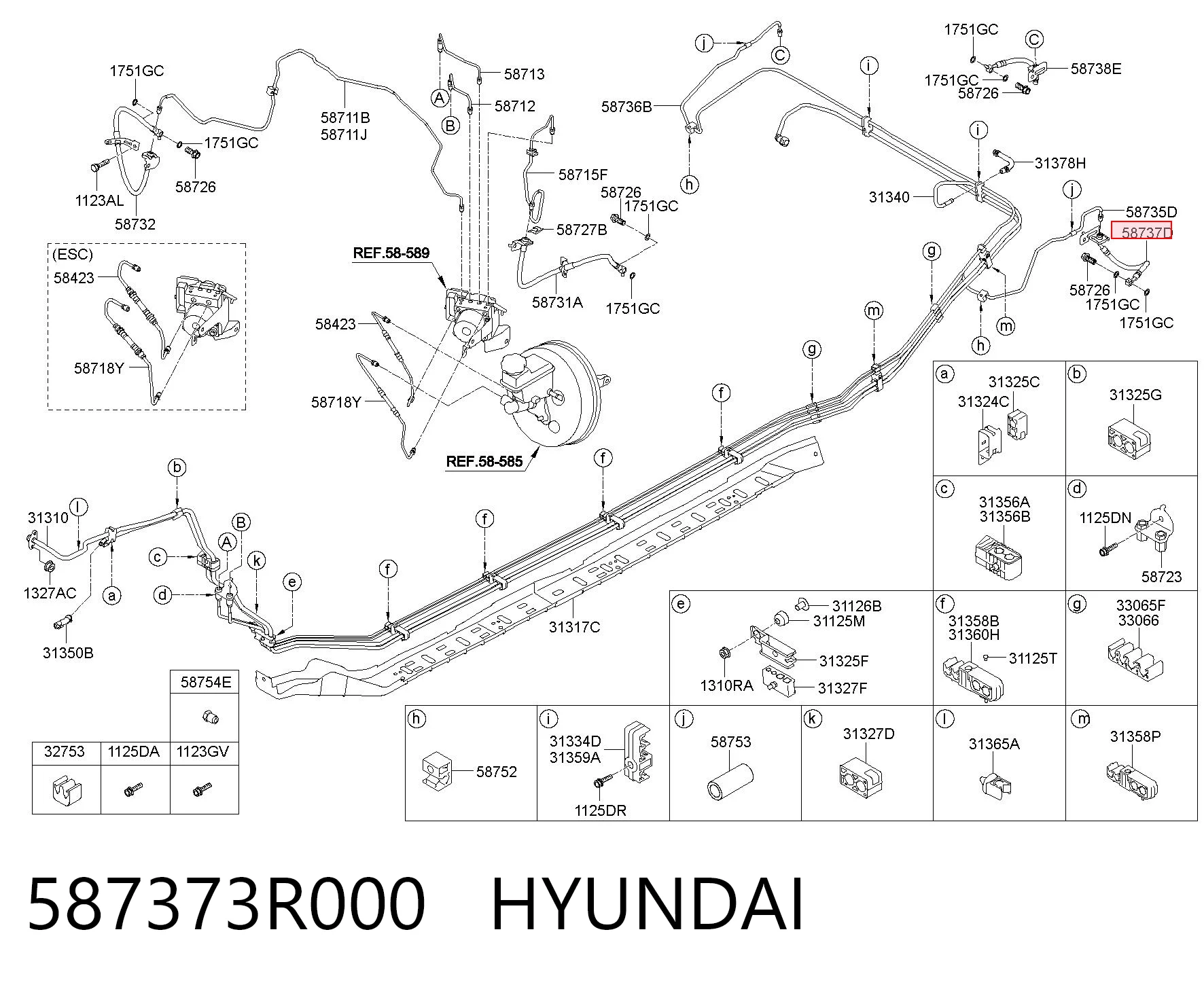 587373R000 Hyundai/Kia Шланг тормозной задний левый