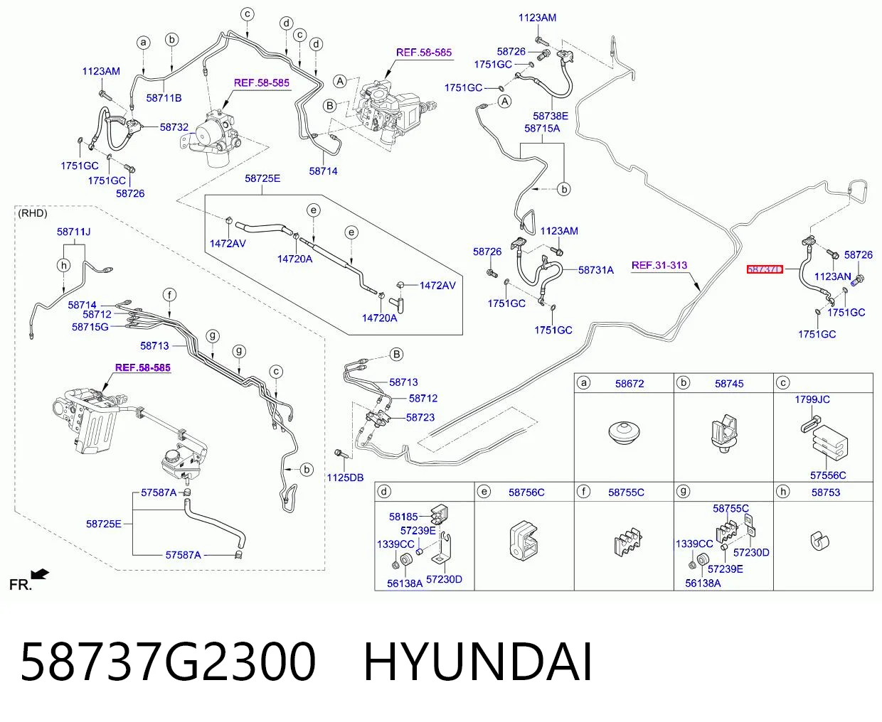 58737G2300 Hyundai/Kia Шланг тормозной задний левый