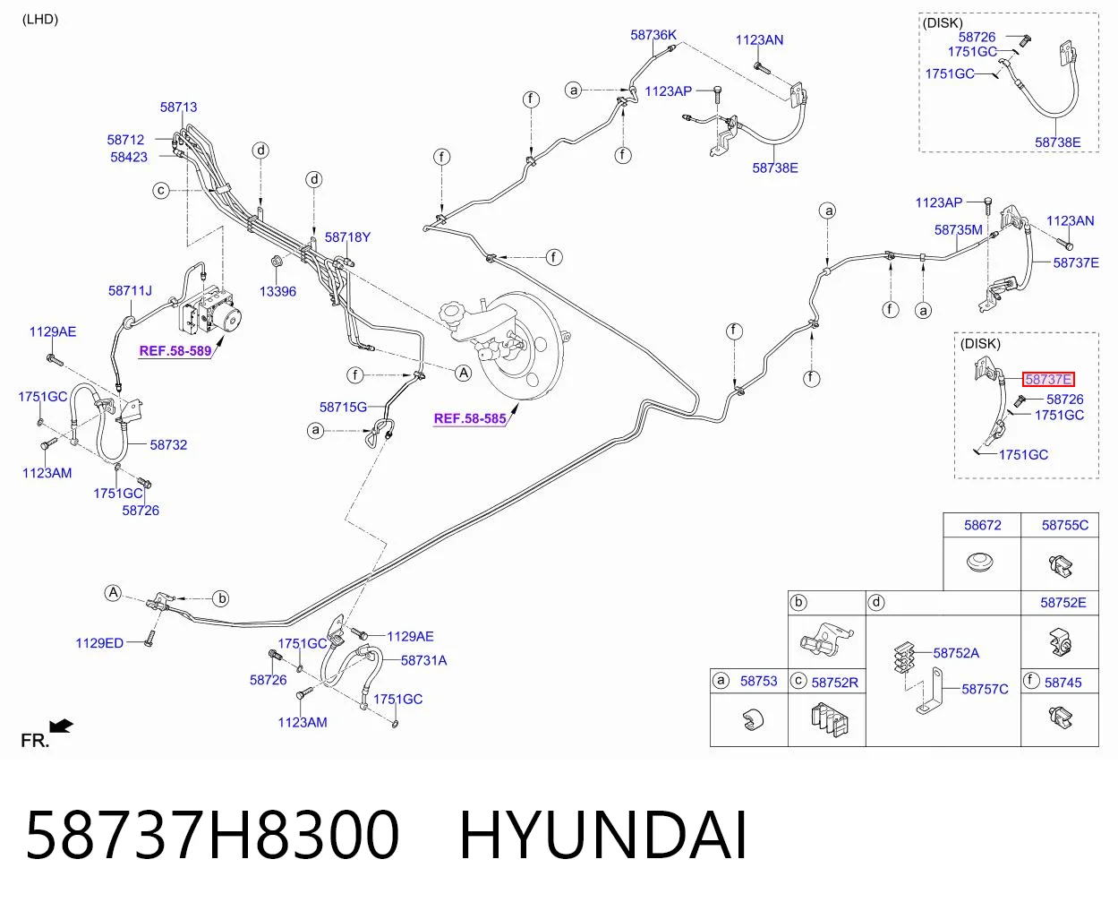 58737H8300 Hyundai/Kia Шланг тормозной задний левый