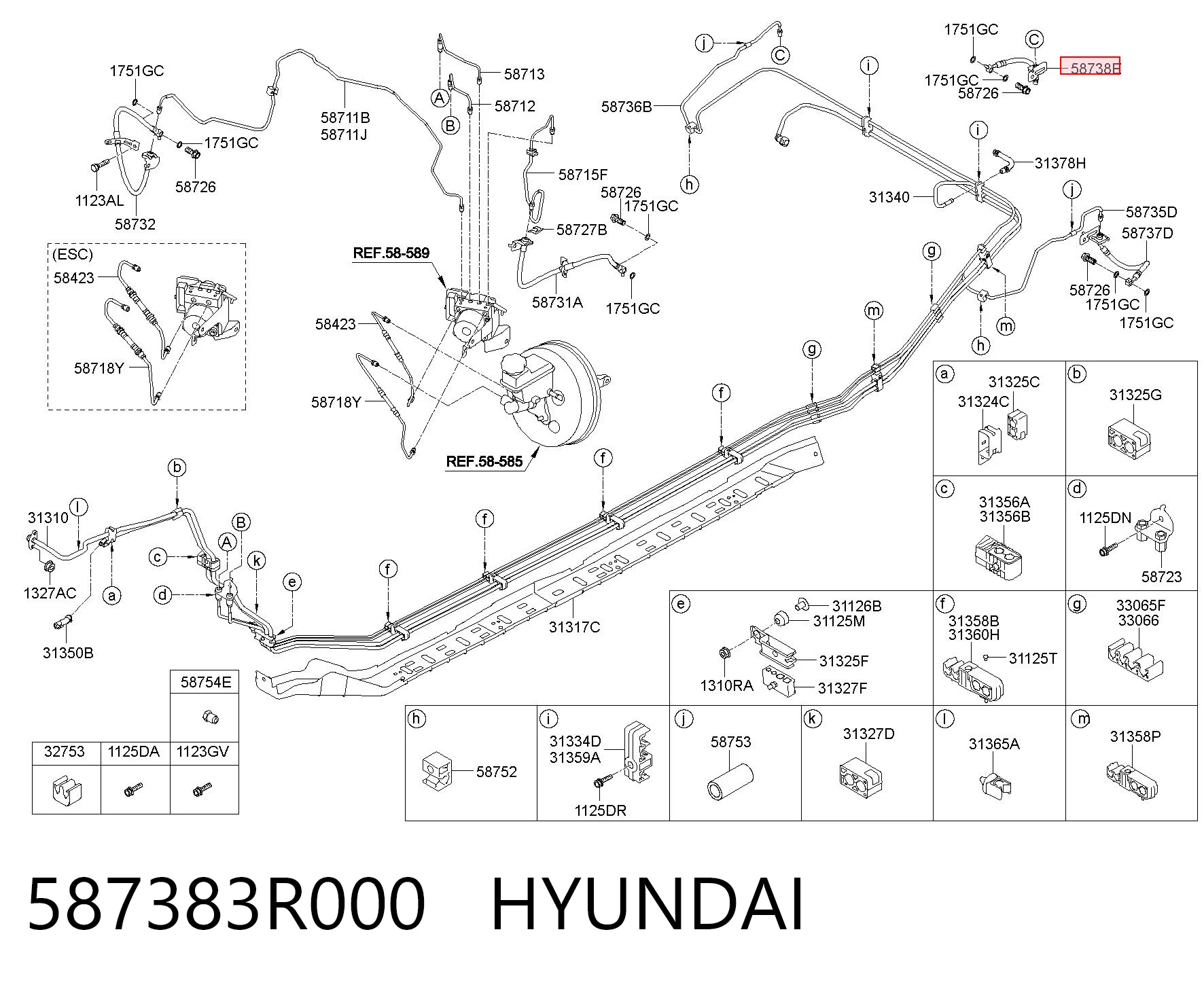 587383R000 Hyundai/Kia Шланг тормозной задний правый