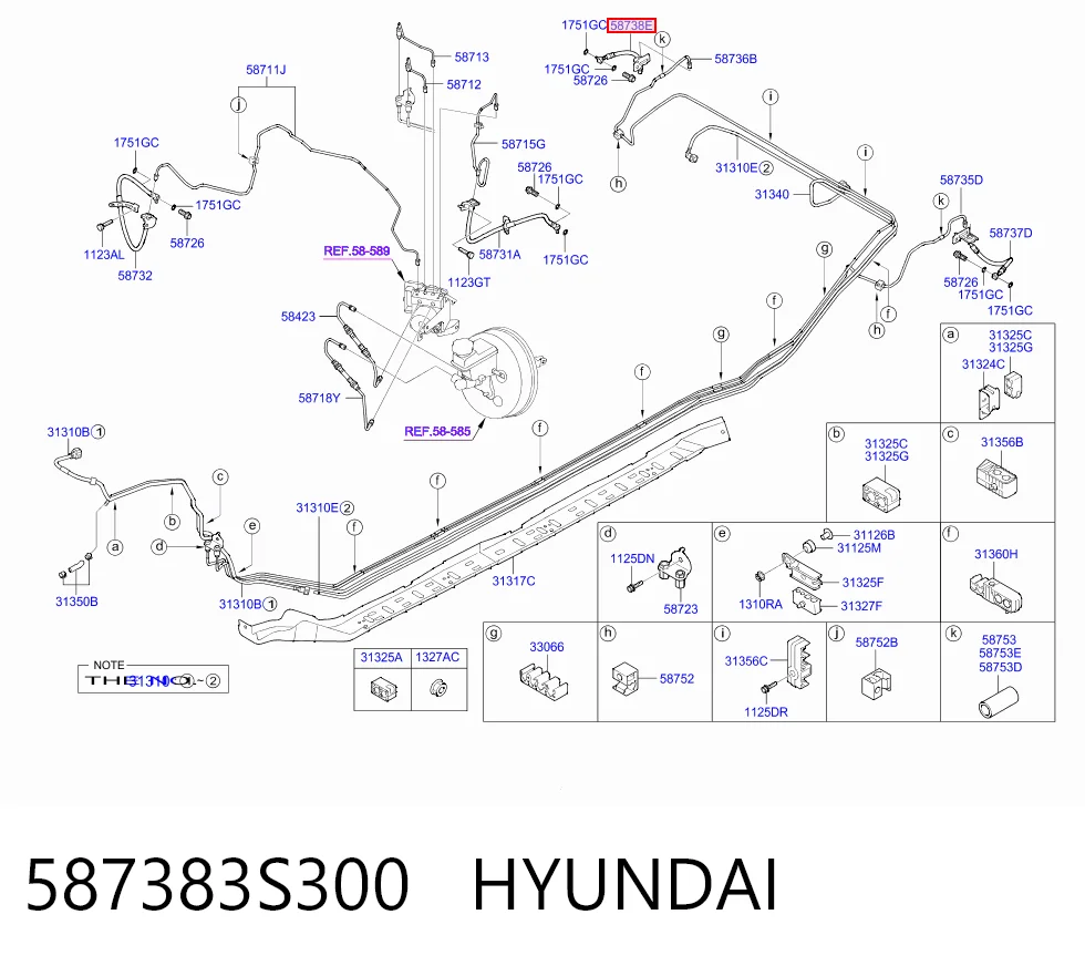587383S300 Hyundai/Kia Шланг тормозной задний правый