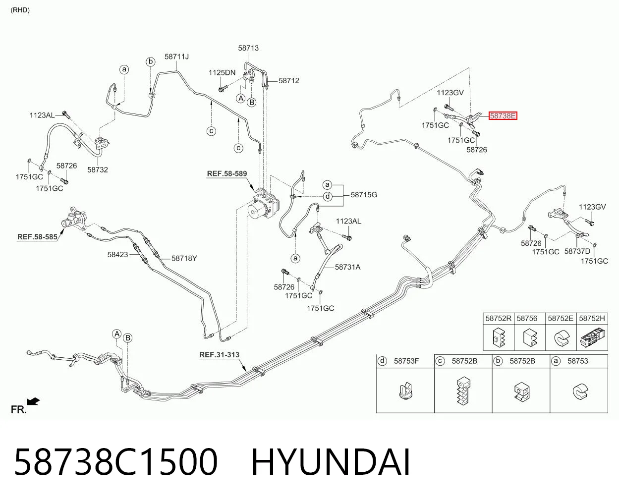 58738C1500 Hyundai/Kia Шланг тормозной задний правый