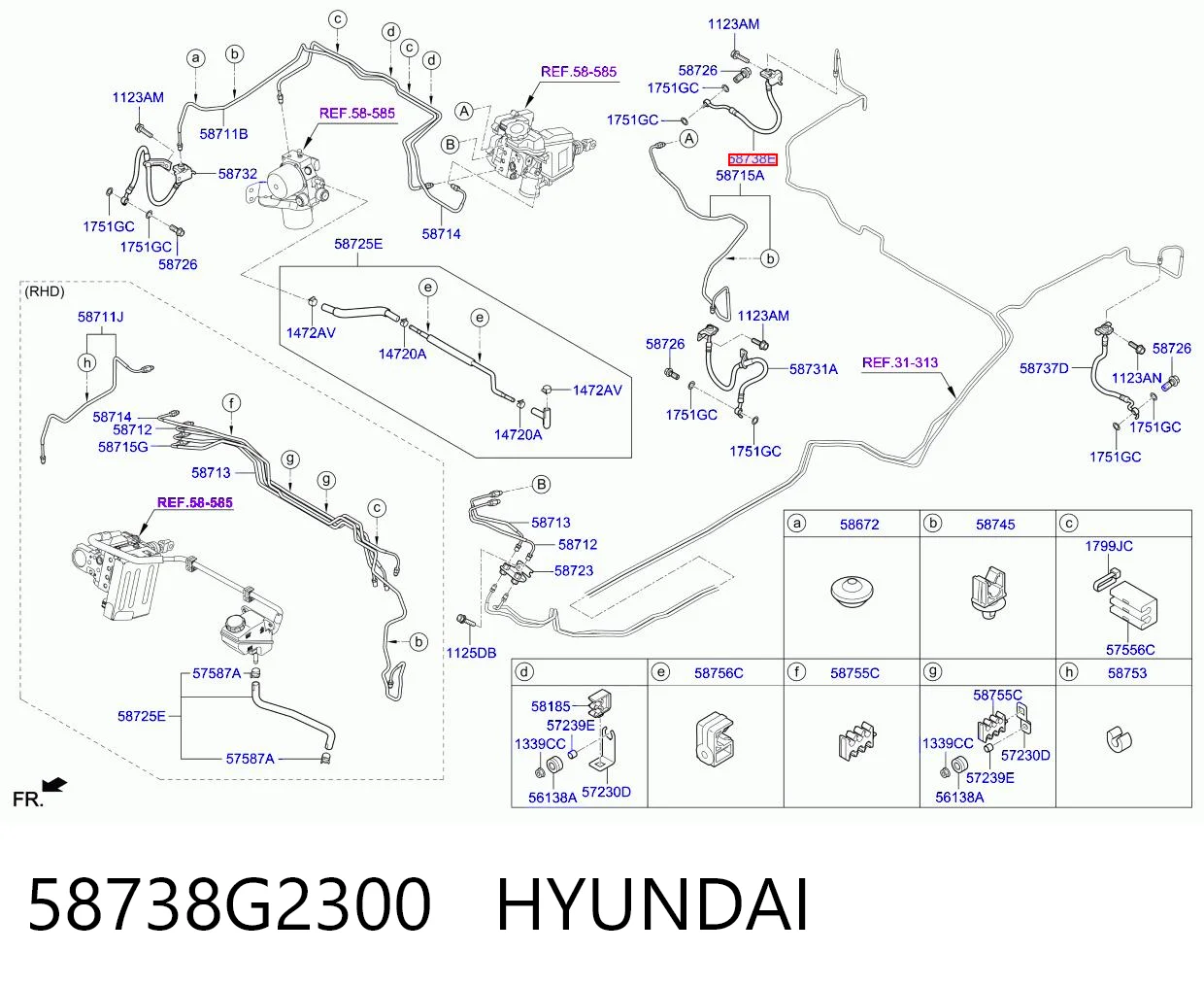 58738G2300 Hyundai/Kia Шланг тормозной задний правый