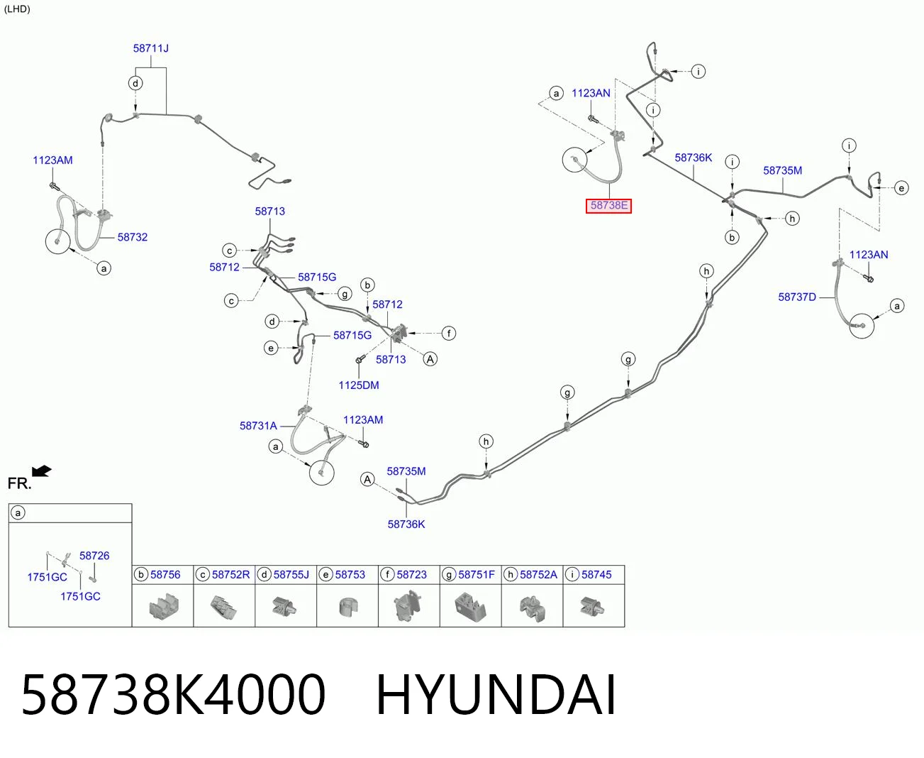 58738K4000 Hyundai/Kia Шланг тормозной задний правый