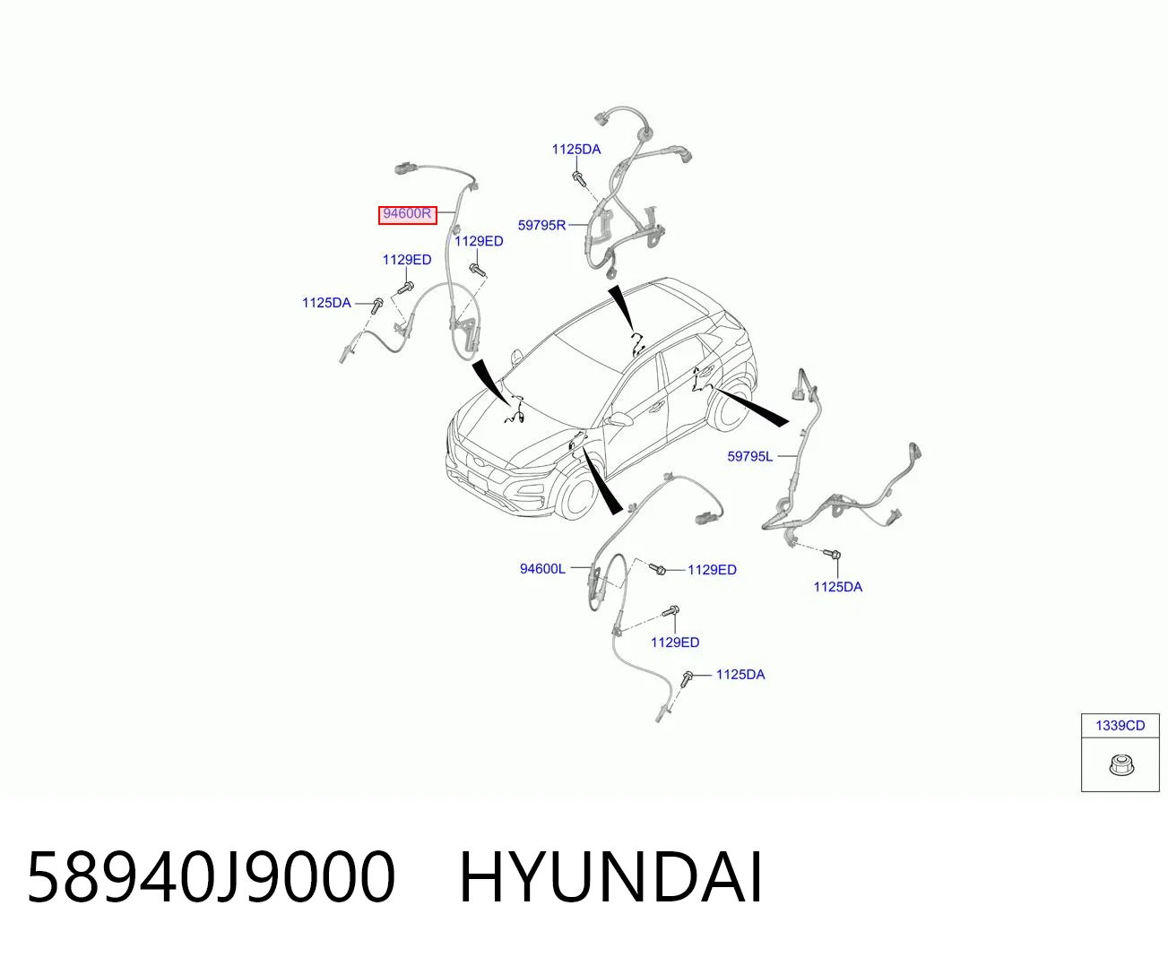 58940J9000 Hyundai/Kia Датчик ABS передний правый